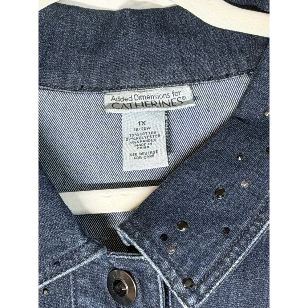 CATHERINES Added Dimensions vintage 1X Embellished Rhinestone Denim Jean Jacket - Picture 2 of 6